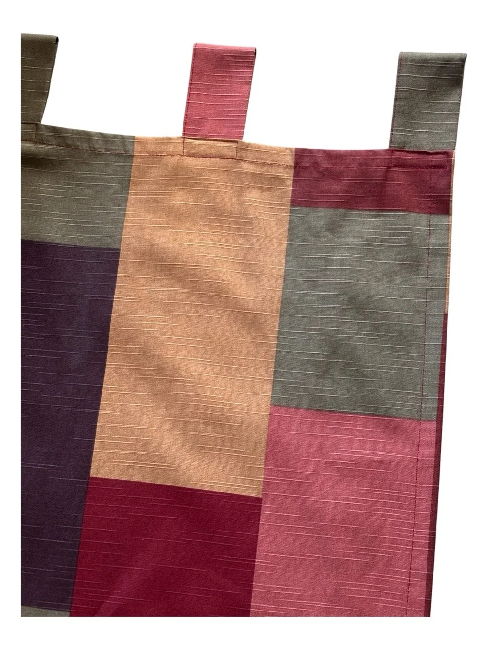 Vintage 2 Pier 1 Color Block Patchwork Curtain Panels Tab Top Burgundy Green